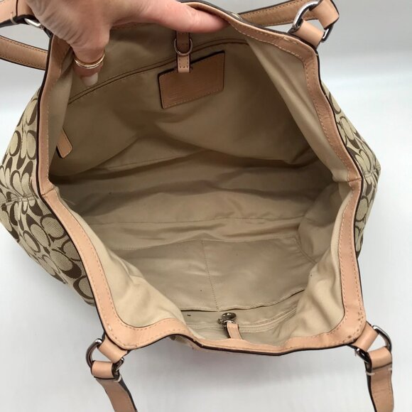 Coach Pink Signature Canvas Stripe Devin Shoulder Bag - Picture 10 of 11